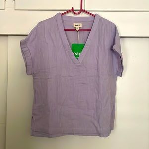 NWT Pact lilac gauze blouse - v neck size xs/s